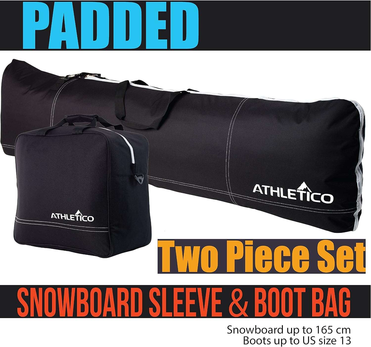 Athletico Padded Two-Piece Snowboard and Boot Bag Combo - Store & Transport Snowboard Up to 165 CM and Boots Up To Size 13 - 5