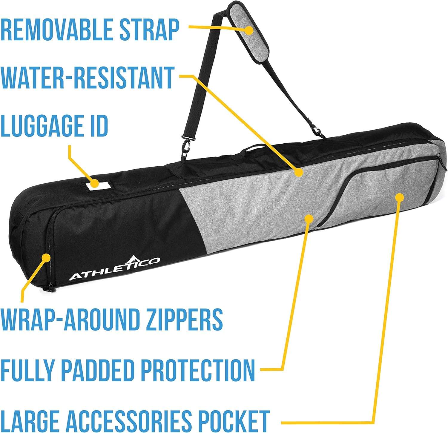 Athletico Peak Padded Snowboard Bag - Travel Bag for Single Snowboard and Snowboard Boots - 2
