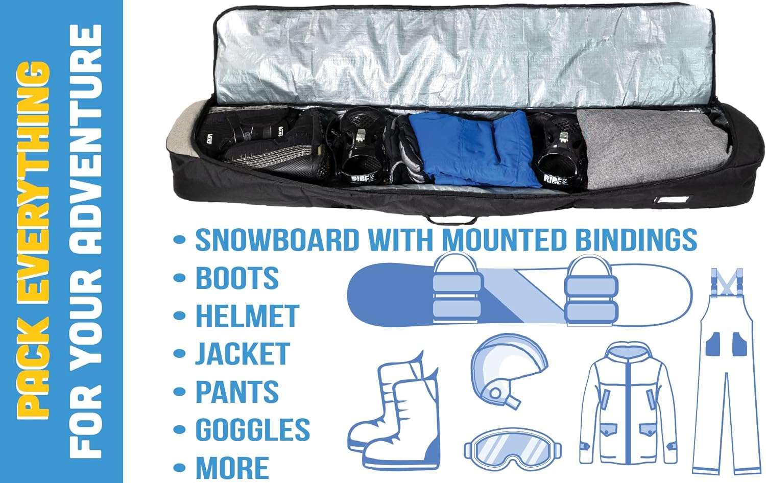 Athletico Peak Padded Snowboard Bag - Travel Bag for Single Snowboard and Snowboard Boots - 3
