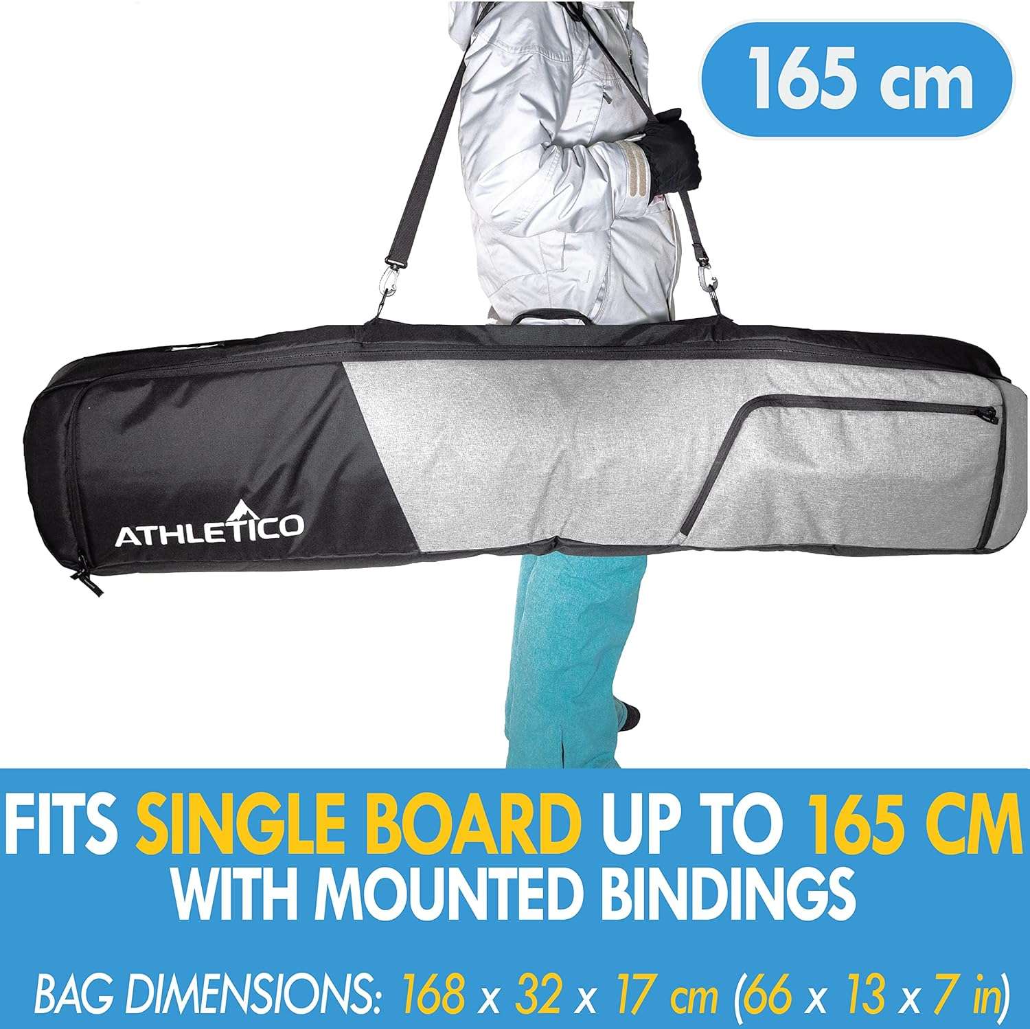 Athletico Peak Padded Snowboard Bag - Travel Bag for Single Snowboard and Snowboard Boots - 4