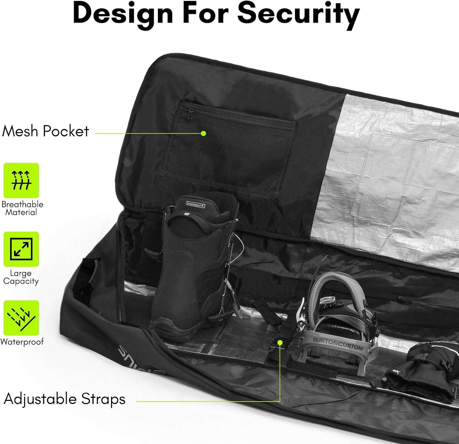 Extremus SnowMad Padded Snowboard Bag for Air Travel - Protective Snowboard Travel Bag for Smooth Carrying, Storage & Transportation of your Snowboard - 5