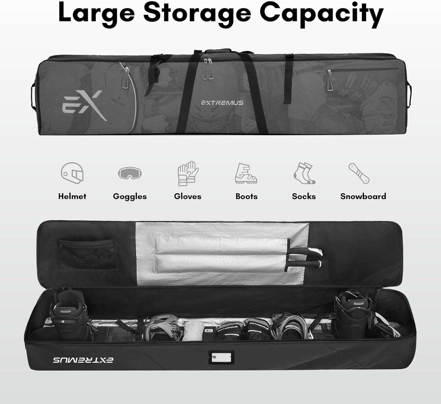 Extremus SnowMad Padded Snowboard Bag for Air Travel - Protective Snowboard Travel Bag for Smooth Carrying, Storage & Transportation of your Snowboard - 7