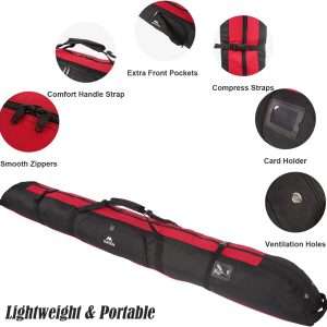 MATEIN Ski Bag and Boot Bag Combo, Unpadded Ski Travel Bag Fit Skis Up to 200cm, Adjustable Length Snow Ski Case for Air Travel Transport - 4