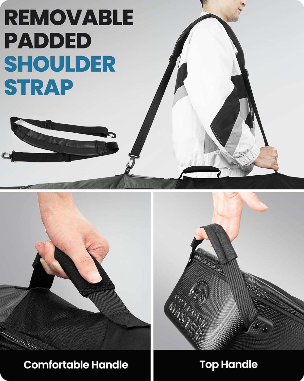 OutdoorMaster Ski Bag, Ski Bags for Air Travel, Hard Shell Travel Ski Bag with Water-Resistant Lining, Ski Case for Air Travel with Pockets and Removable Shoulder Straps - 5