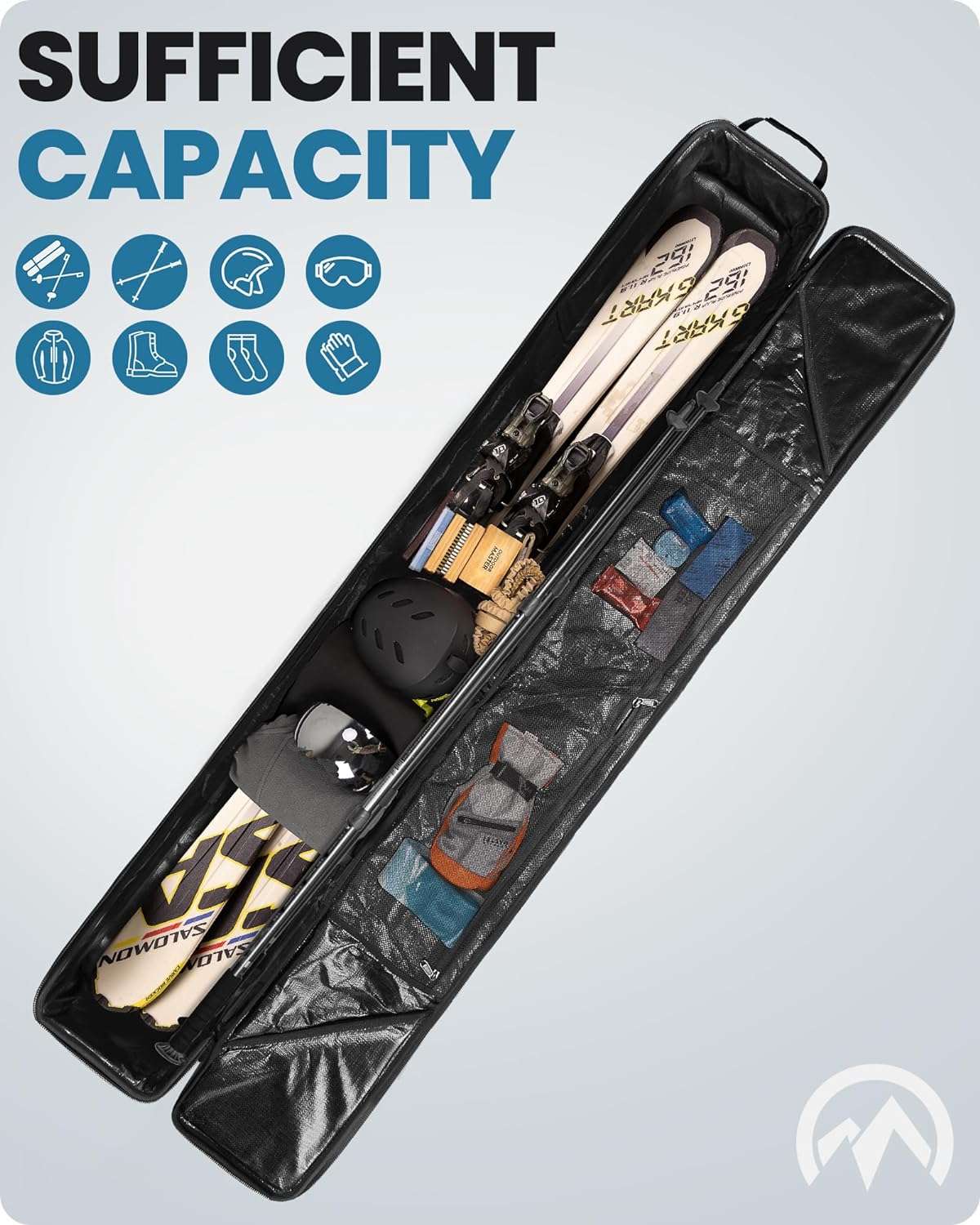 OutdoorMaster Ski Bag, Ski Bags for Air Travel, Hard Shell Travel Ski Bag with Water-Resistant Lining, Ski Case for Air Travel with Pockets and Removable Shoulder Straps - 6