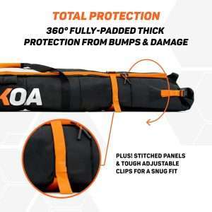 Premium Padded Ski Bag for Air Travel - Single Ski Carry Bags for Cross Country, Downhill, Ski Clothes, Snow Gear, Poles and Accessories for Ski Carrier Travel Luggage Case - 4