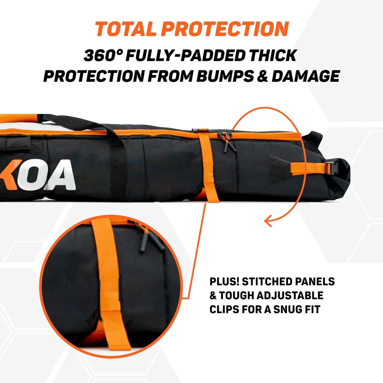 Premium Padded Ski Bag for Air Travel - Single Ski Carry Bags for Cross Country, Downhill, Ski Clothes, Snow Gear, Poles and Accessories for Ski Carrier Travel Luggage Case - 4