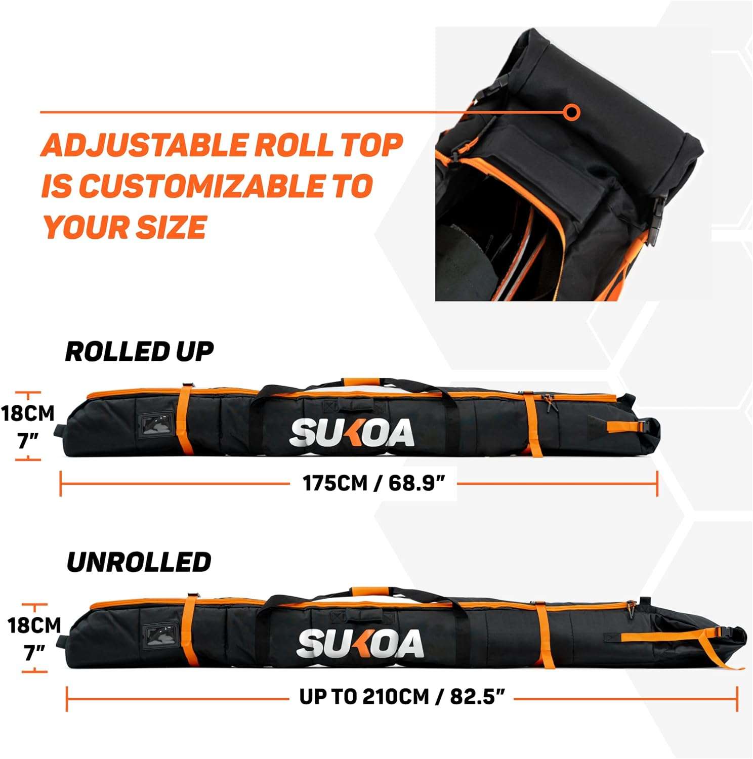 Premium Padded Ski Bag for Air Travel - Single Ski Carry Bags for Cross Country, Downhill, Ski Clothes, Snow Gear, Poles and Accessories for Ski Carrier Travel Luggage Case - 5