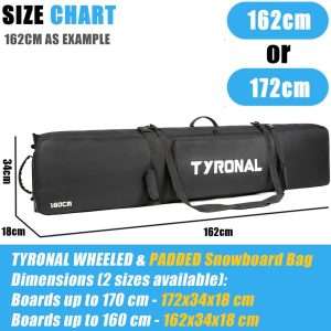 TYRONAL Snowboard Bag with Wheels,Heavy Duty 600D Polyester Oxford Wear-Resistant,Padded Snowboard Bag for Single Snowboard and Snowboard Boots. - 3