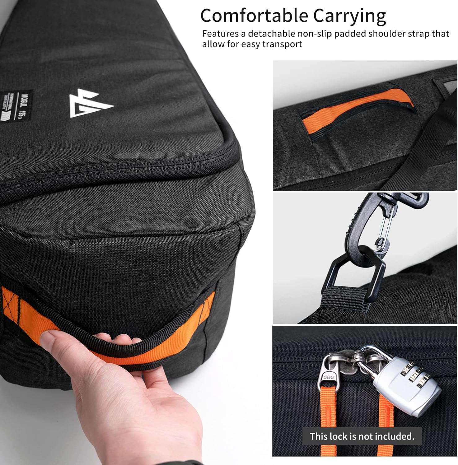 Unigear Ski Bag for Air Travel, 360° Fully Padded Protection, Water-Resistant and Durable up to 192cm for Snow Air Travel Transport - 5