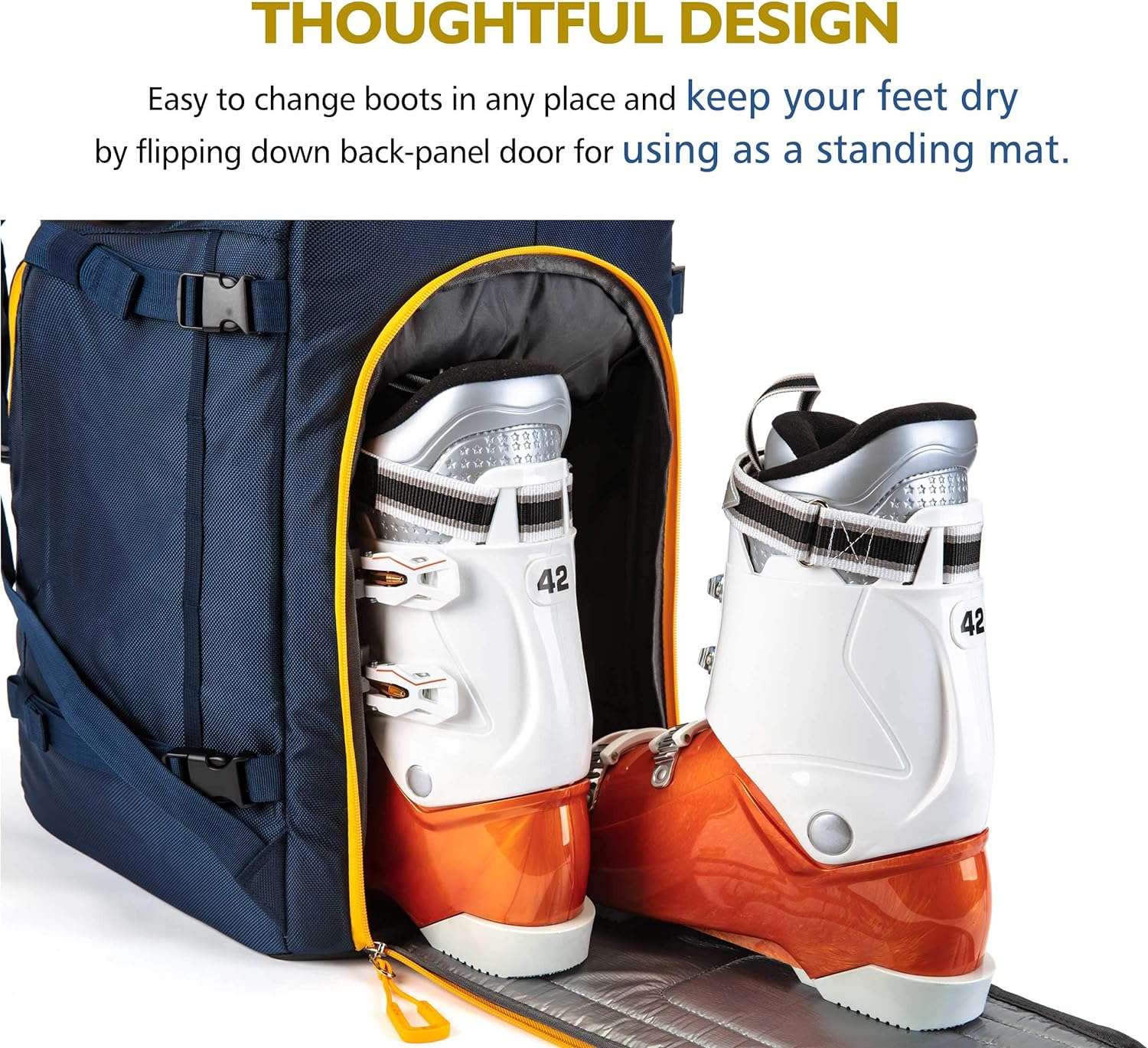 Unigear Ski Boot Bag, 50L Ski Boot Travel Backpack for Ski Helmet, Goggles, Gloves, Skis, Snowboard & Accessories - 5