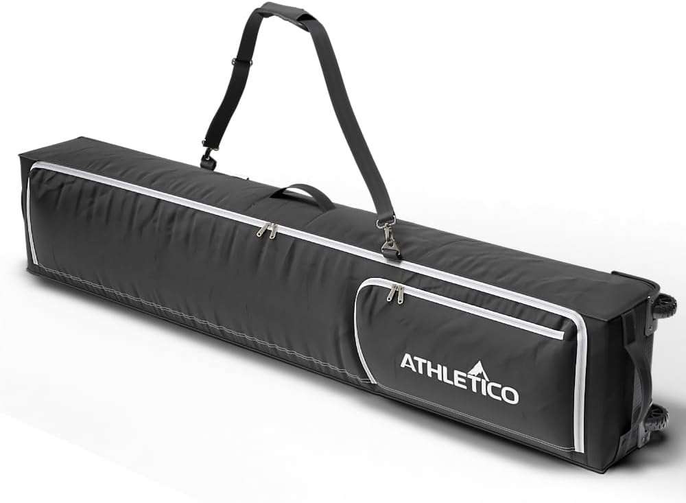 Athletico Rolling Double Ski Bag - Padded Ski Bag With Wheels for Air Travel - 1