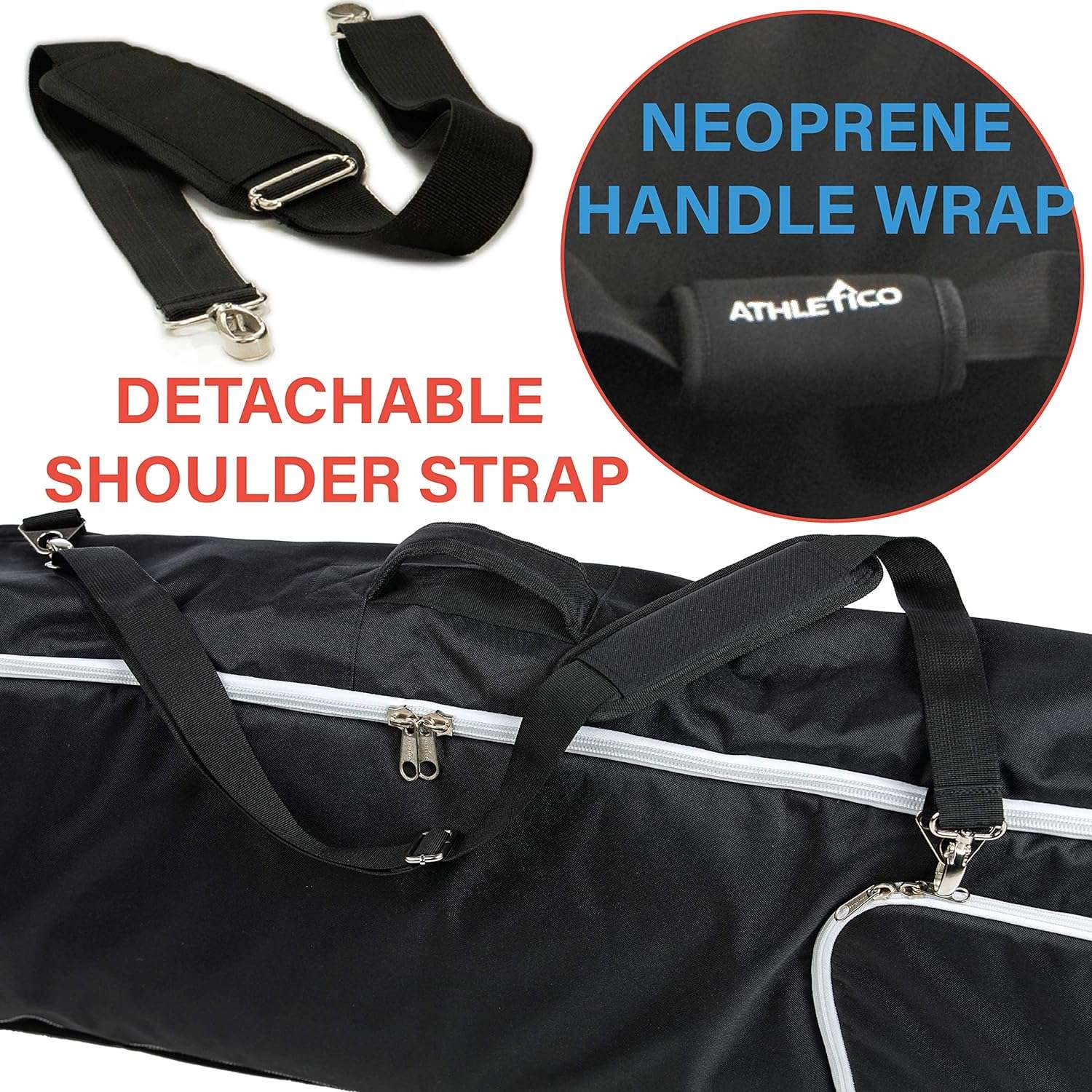 Athletico Rolling Double Ski Bag - Padded Ski Bag With Wheels for Air Travel - 8