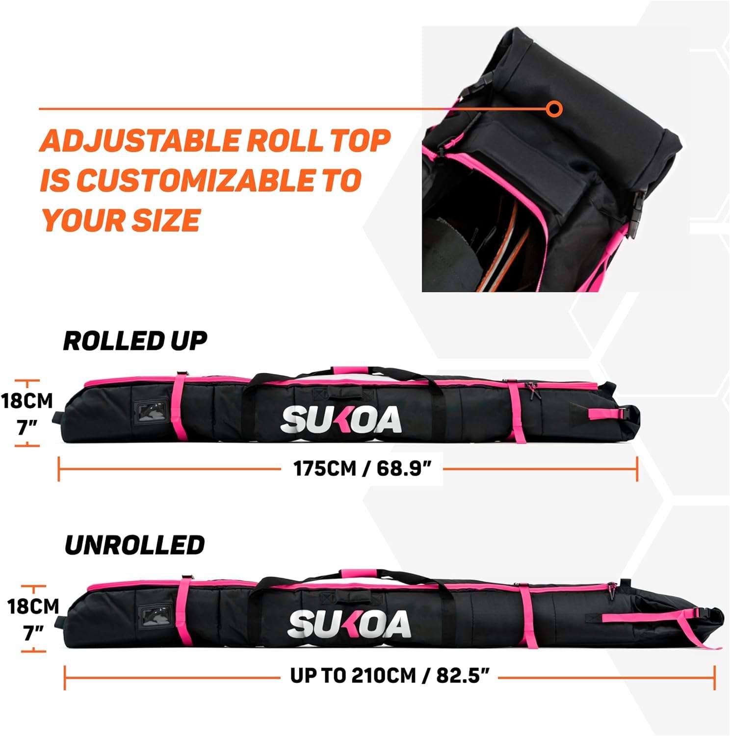 Premium Padded Ski Bag for Air Travel - Single Ski Carry Bags for Cross Country, Downhill, Ski Clothes, Snow Gear, Poles and Accessories for Ski Carrier Travel Luggage Case - 5