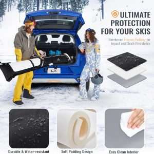 Ski Bag and Boot Bag Combo, Padded Skis Bag for Air Travel, Safety Reinforce Ski Carrier Bag Fits for Skis Up to 200 CM and Boots Up To Size US13, Water- resistant Ski Travel Bag - 5