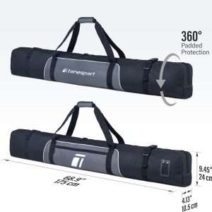 Ski Bag for Air Travel - Padded Ski Bag - Waterproof and Fully Padded Snow Ski Bag for Flying - Up to 175 CM Skis - 2
