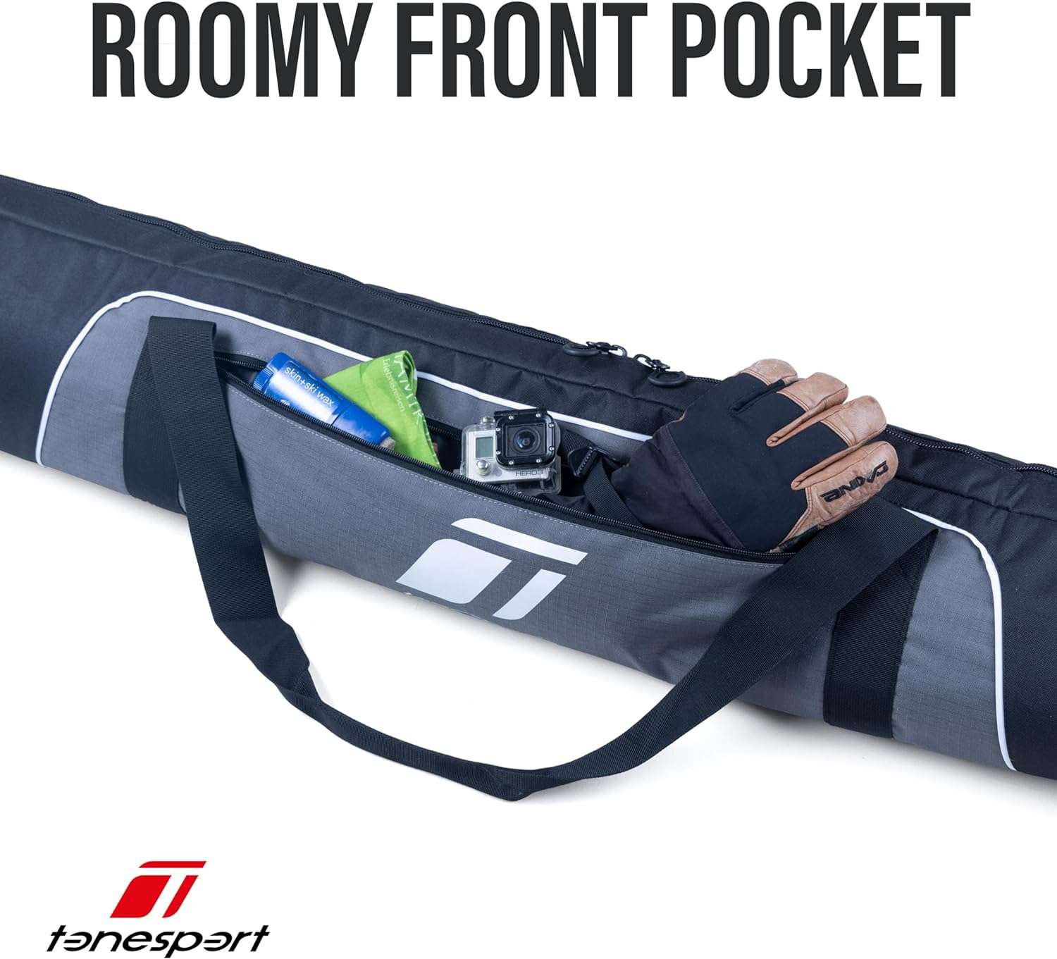 Ski Bag for Air Travel - Padded Ski Bag - Waterproof and Fully Padded Snow Ski Bag for Flying - Up to 175 CM Skis - 5