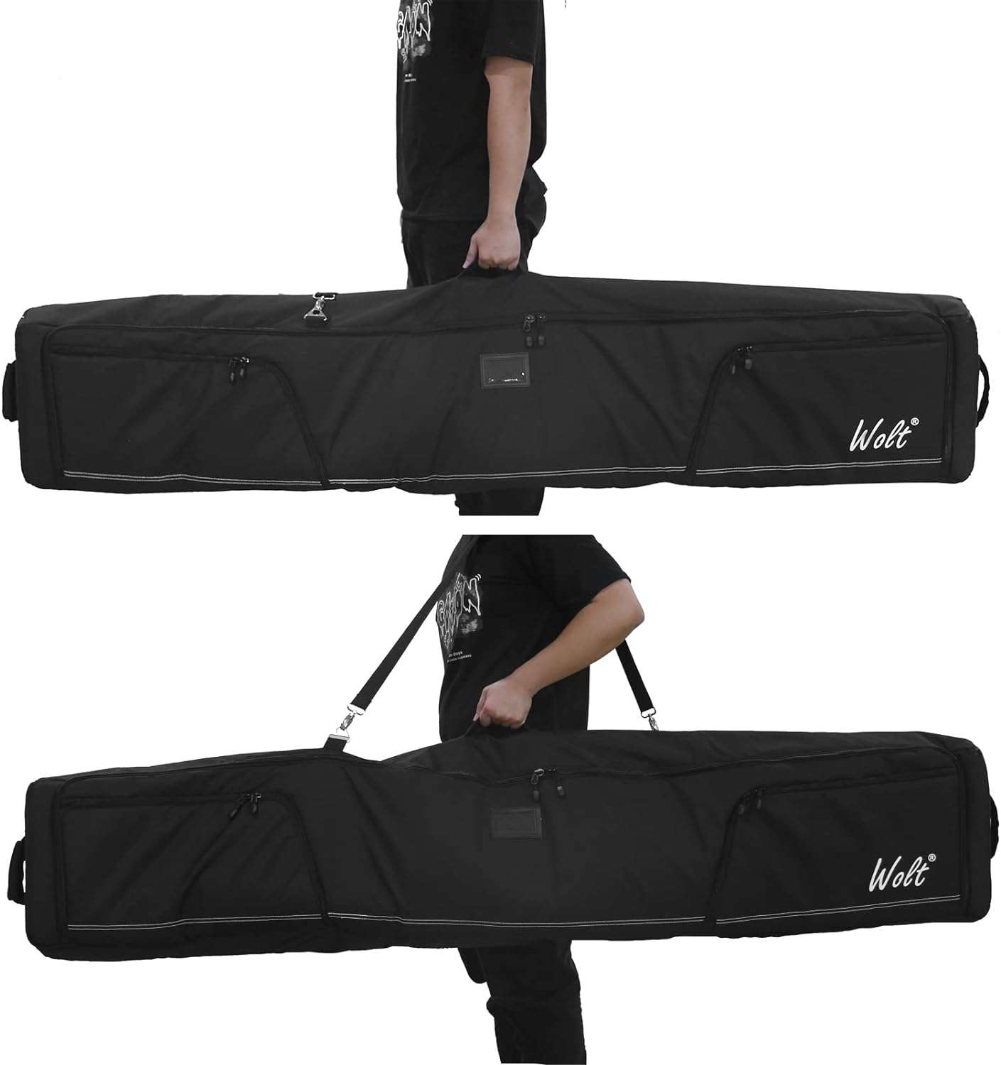 WOLT Rolling Ski Bag - Padded Snowboard Bag Carrier with Wheels for Air Travel, fit to Double Pairs of Skis up to 175 or 190 cm - 7