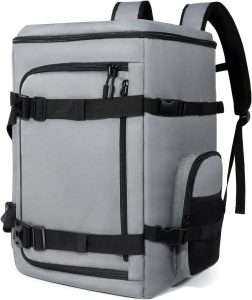 Bevalsa 60L Ski Boot Bag Backpack, 900D Waterproof Snowboard Boot Bag, Skis & Snowboard Combo Bag, Ski Helmet Bag Travel Bag for Ski Helmet, Goggles, Gloves, Skis, Snowboard & Accessories - 1