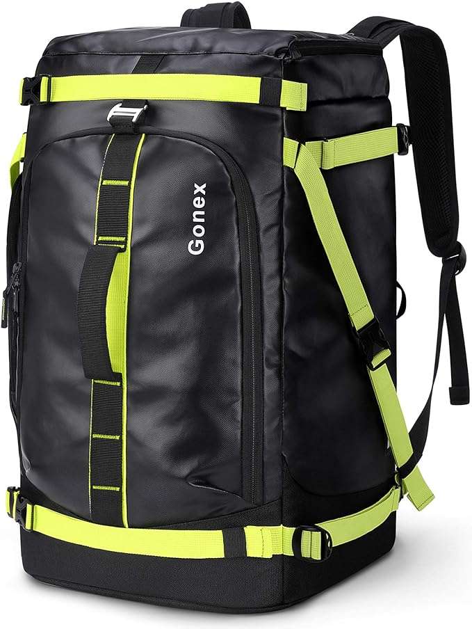 Gonex 50L Ski Boot Bag Backpack, Waterproof Snowboard Boot Backpack for Men Women, Ski Boots Bag for Travel, Ski, Snowboard, Helmet, Goggles and Outerwear Black - 1