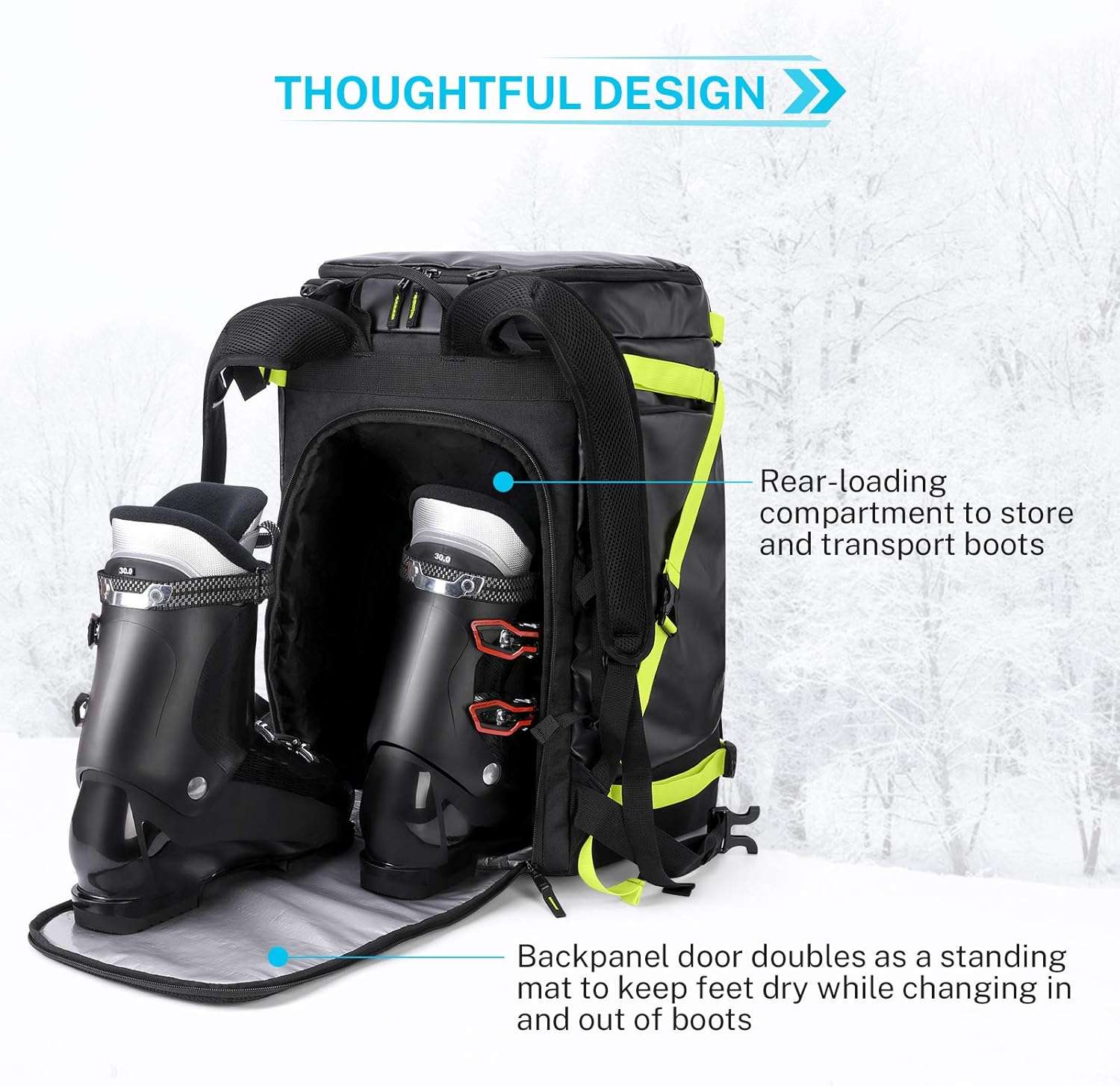 Gonex 50L Ski Boot Bag Backpack, Waterproof Snowboard Boot Backpack for Men Women, Ski Boots Bag for Travel, Ski, Snowboard, Helmet, Goggles and Outerwear Black - 4