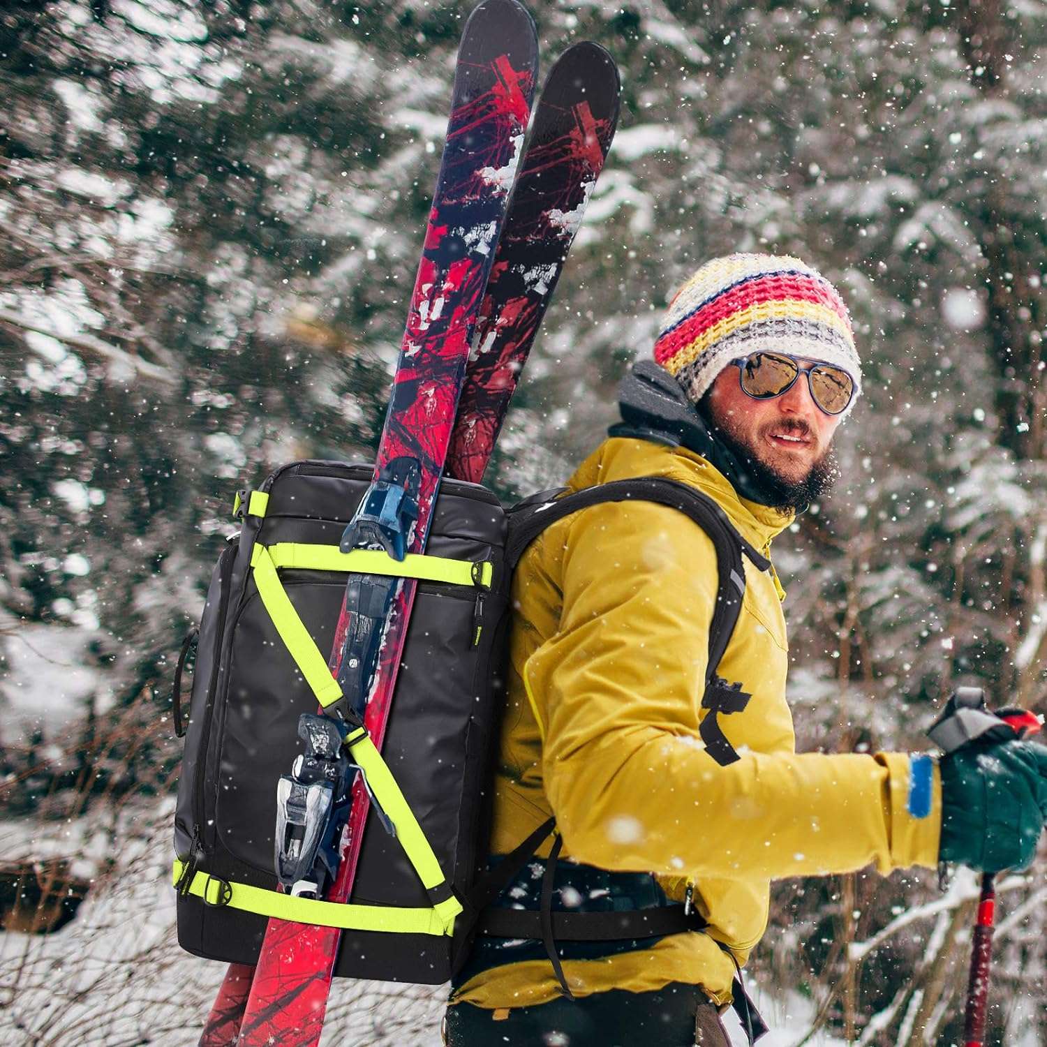 Gonex 50L Ski Boot Bag Backpack, Waterproof Snowboard Boot Backpack for Men Women, Ski Boots Bag for Travel, Ski, Snowboard, Helmet, Goggles and Outerwear Black - 7