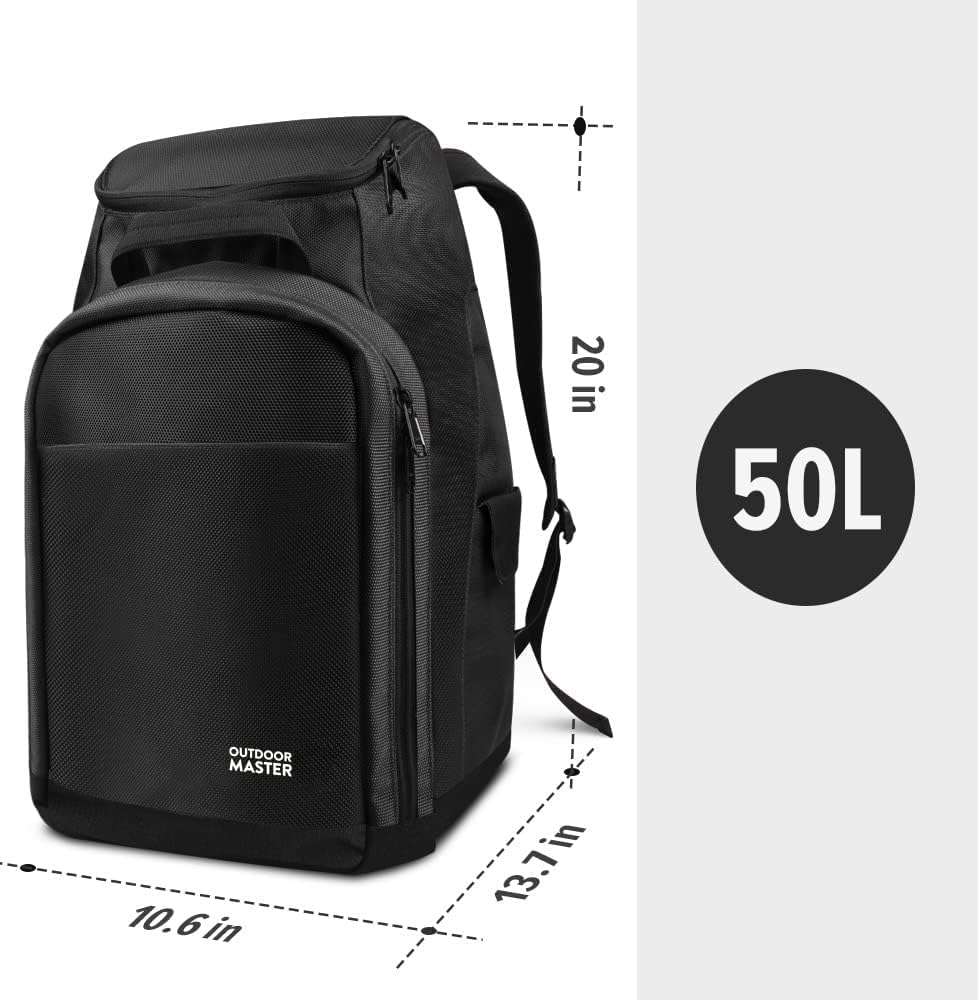OutdoorMaster 50L Ski Boot Bag-Ski and Snowboard Boots Travel Backpack with Helmet Compartment - Waterproof Exterior & Bottom - 5