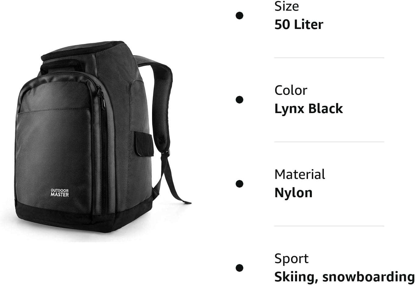 OutdoorMaster 50L Ski Boot Bag-Ski and Snowboard Boots Travel Backpack with Helmet Compartment - Waterproof Exterior & Bottom - 7
