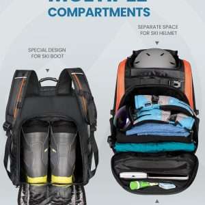 OutdoorMaster Ski Boot Bag, 65L Waterproof Ski Snowboard Boots Shoulder Pad Skiing Backpack for Helmets, Goggles Men & Women - 3