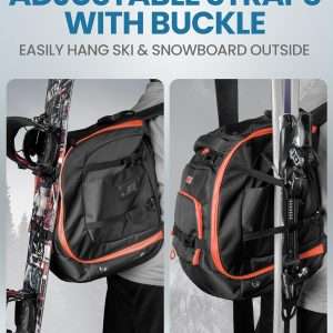 OutdoorMaster Ski Boot Bag, 65L Waterproof Ski Snowboard Boots Shoulder Pad Skiing Backpack for Helmets, Goggles Men & Women - 6
