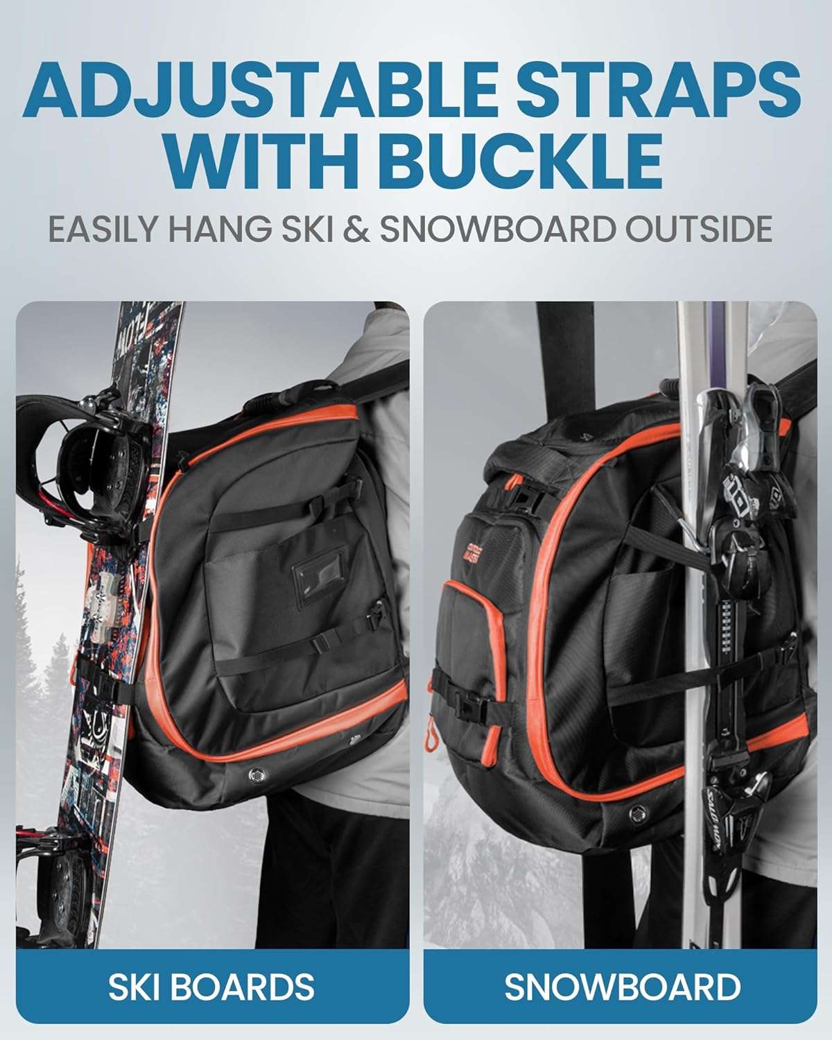 OutdoorMaster Ski Boot Bag, 65L Waterproof Ski Snowboard Boots Shoulder Pad Skiing Backpack for Helmets, Goggles Men & Women - 6