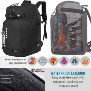 AIRTTUZ Ski Boot Bag - Ski and Snowboard Boots Backpack，Excellent for Travel with Waterproof Exterior & Bottom - for Men, Women and Youth. - 3