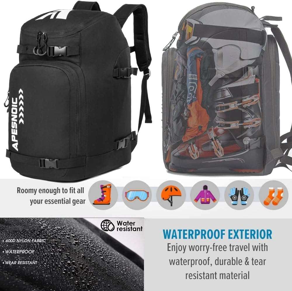 AIRTTUZ Ski Boot Bag - Ski and Snowboard Boots Backpack，Excellent for Travel with Waterproof Exterior & Bottom - for Men, Women and Youth. - 3