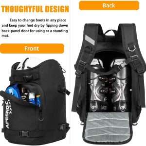 AIRTTUZ Ski Boot Bag - Ski and Snowboard Boots Backpack，Excellent for Travel with Waterproof Exterior & Bottom - for Men, Women and Youth. - 4
