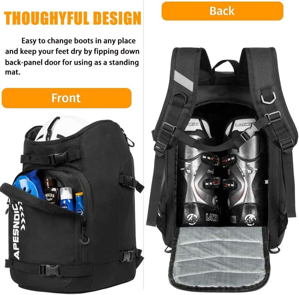 AIRTTUZ Ski Boot Bag - Ski and Snowboard Boots Backpack，Excellent for Travel with Waterproof Exterior & Bottom - for Men, Women and Youth. - 4