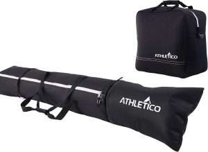 Athletico Padded Two-Piece Ski and Boot Bag Combo - Store & Transport Skis Up to 200 CM and Boots Up To Size 13 - Includes 1 Padded Ski Bag & 1 Padded Ski Boot Bag - 1