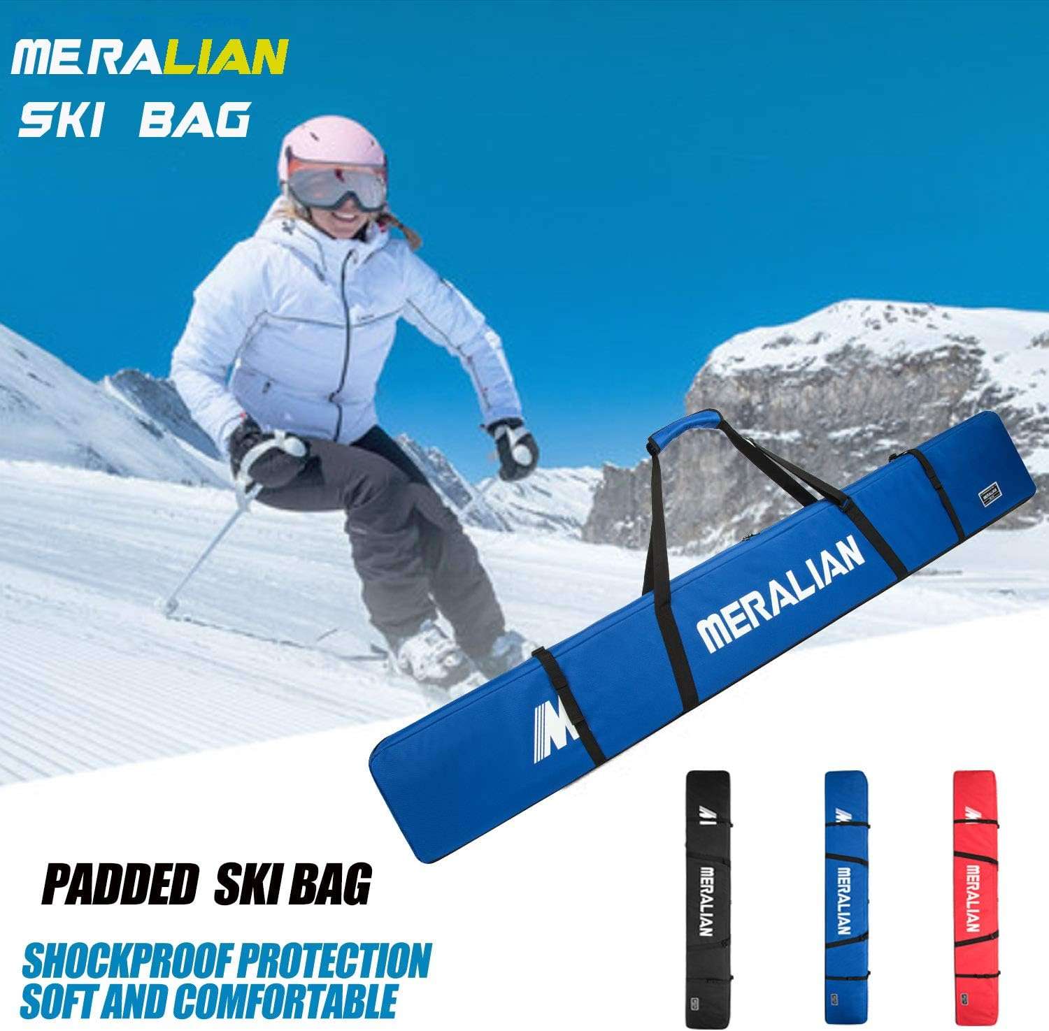 Padded Ski Bag,Waterproof Full Padded Single Ski Travel Bag with Adjustable Shoulder Strap.Padded Ski Bag,Waterproof Full Padded Single Ski Travel Bag with Adjustable Shoulder Strap. - 2