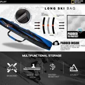 Padded Ski Bag,Waterproof Full Padded Single Ski Travel Bag with Adjustable Shoulder Strap.Padded Ski Bag,Waterproof Full Padded Single Ski Travel Bag with Adjustable Shoulder Strap. - 4