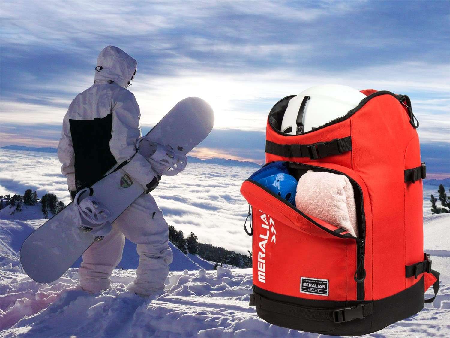 Ski Boot Bag - 50L Ski Boot Travel Backpack Waterproof Snowboard Boot Backpack for Travel Stores Gear Including Helmet, Goggles and Outerwear. - 2