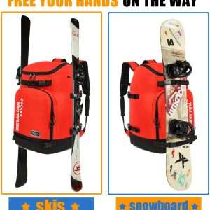Ski Boot Bag - 50L Ski Boot Travel Backpack Waterproof Snowboard Boot Backpack for Travel Stores Gear Including Helmet, Goggles and Outerwear. - 3