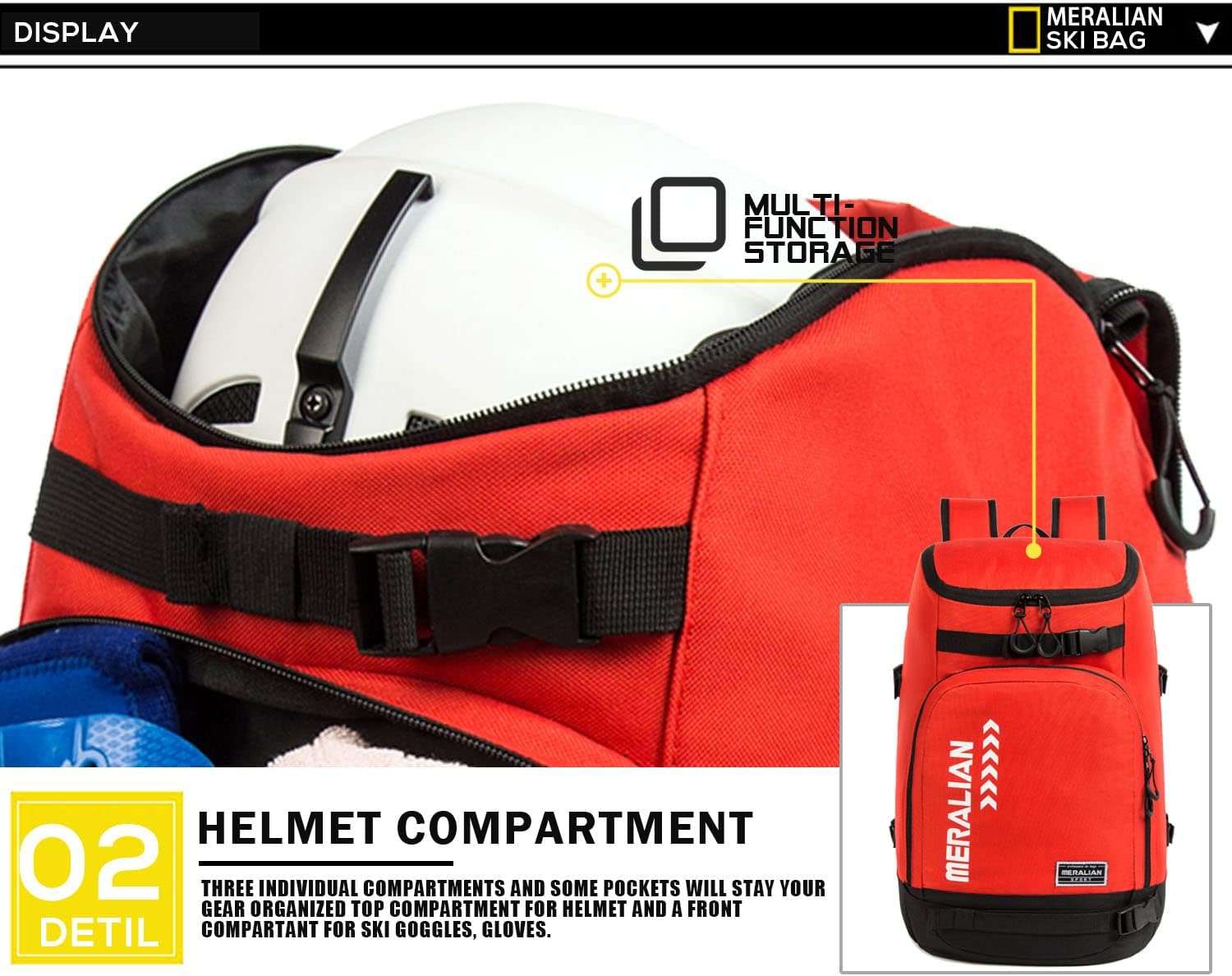 Ski Boot Bag - 50L Ski Boot Travel Backpack Waterproof Snowboard Boot Backpack for Travel Stores Gear Including Helmet, Goggles and Outerwear. - 5