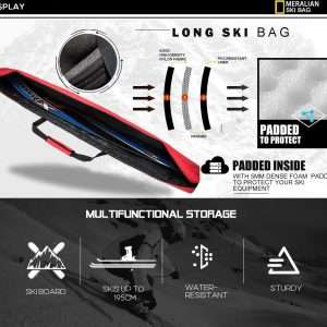 Padded Ski Bag,Waterproof Full Padded Single Ski Travel Bag with Adjustable Shoulder Strap. - 4