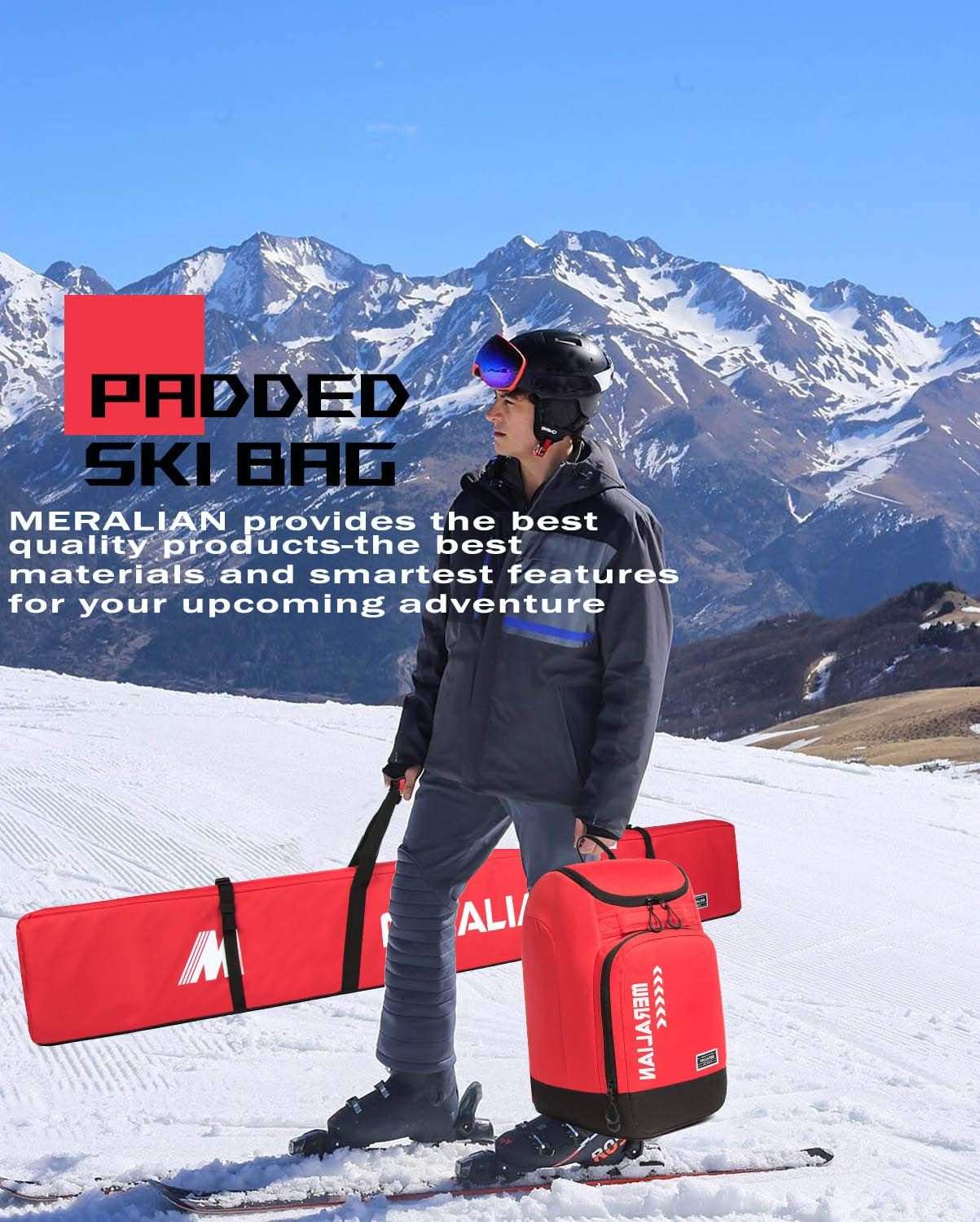 Padded Ski Bag,Waterproof Full Padded Single Ski Travel Bag with Adjustable Shoulder Strap. - 7