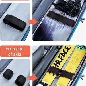 TOURIT Ski Bag with Wheels, Padded Snowboard Bag for Air Travel, Extendable from 170-185CM, 3 Outside Bags Fit ski boots, helmets, goggles - 3
