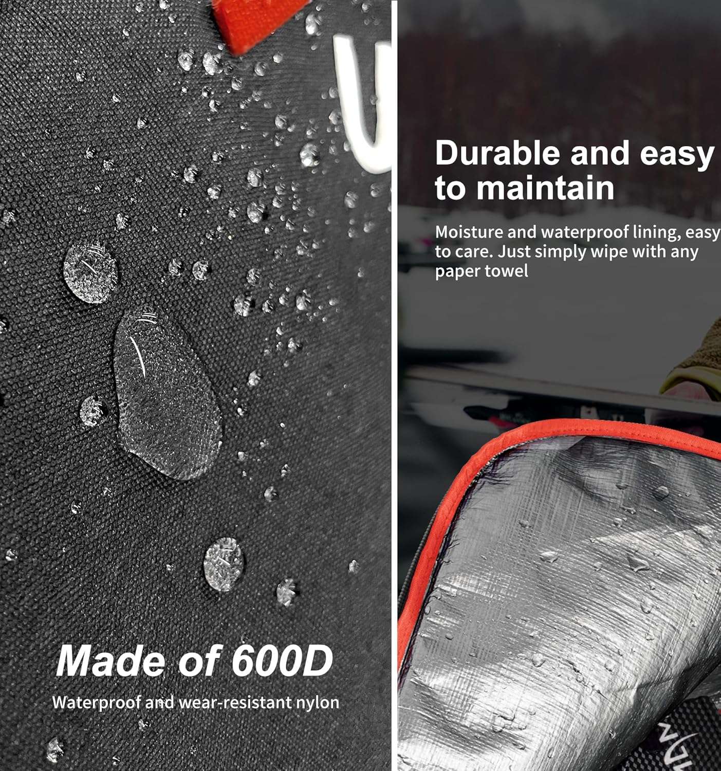 Unigear Ski Bag for Air Travel, 360° Fully Padded Protection, Water-Resistant and Durable up to 192cm for Snow Air Travel Transport - 4