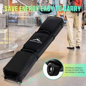 Double Rolling Ski Bag Padded Waterproof Snowboard Bag with Wheels for Air Travel Wheeled Ski Bag for Snowboard or Skis Accommodates Ski Boot - 2