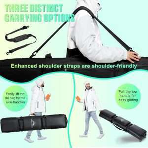 Double Rolling Ski Bag Padded Waterproof Snowboard Bag with Wheels for Air Travel Wheeled Ski Bag for Snowboard or Skis Accommodates Ski Boot - 5