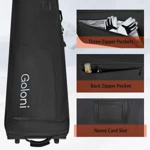 Goloni Ski Bag with Wheels,Padded Snowboard Bag for Air Travel,600D Waterproof Fabric,Foldable Snow Bag Fits 2 Pairs Skis - 3