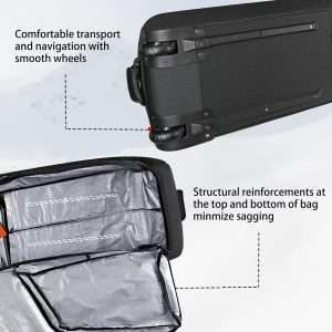 Goloni Ski Bag with Wheels,Padded Snowboard Bag for Air Travel,600D Waterproof Fabric,Foldable Snow Bag Fits 2 Pairs Skis - 4