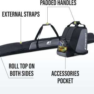Ski Bag and Boot Bag Combo - Ski Bags for Air Travel - Unpadded Snow Ski Bags - For Skis Up to 180cm - 2
